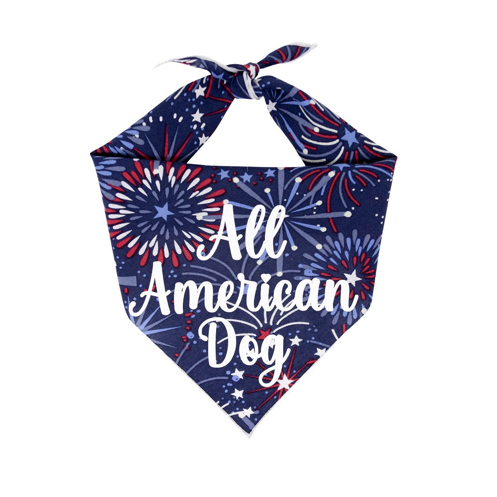Patriotic Dog Bandana |  All American Dog Bandana | Memorial Day | 4th of July Dog Bandana | Fireworks - Southlake Paws