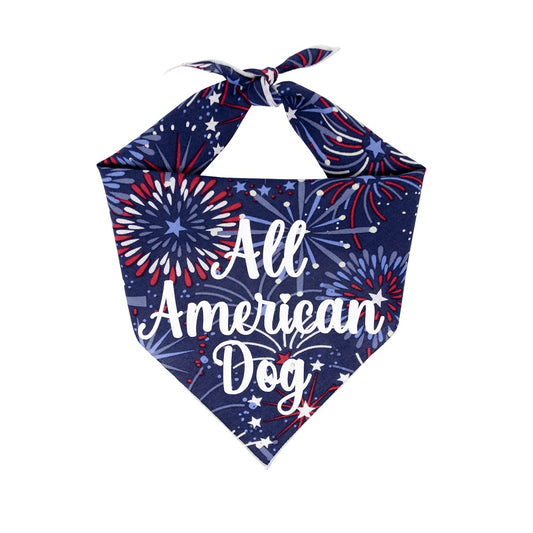 Patriotic Dog Bandana |  All American Dog Bandana | Memorial Day | 4th of July Dog Bandana | Fireworks - Southlake Paws