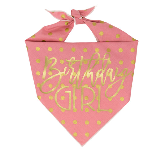 Birthday Girl Dog Birthday |  Birthday Dog Bandana | Happy Birthday Bandana | - GOLD FOIL - Southlake Paws