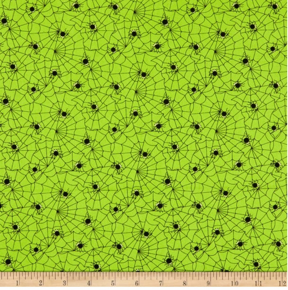 Halloween Bandana | Halloween Dog Bandana, Green Spider Web with Spiders | Little Monster - Southlake Paws