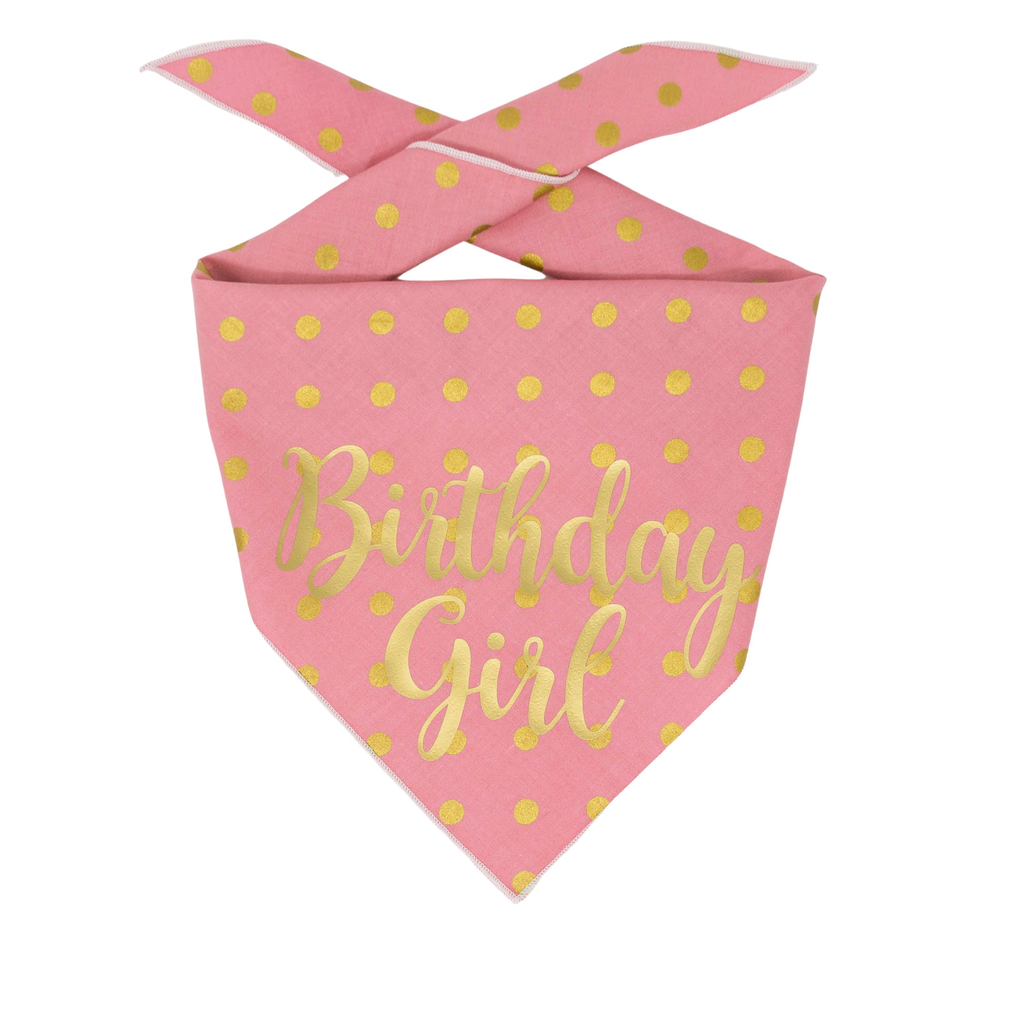 Birthday Girl Dog Birthday |  Birthday Dog Bandana | Pink Happy Birthday Bandana |  - GOLD FOIL - Southlake Paws