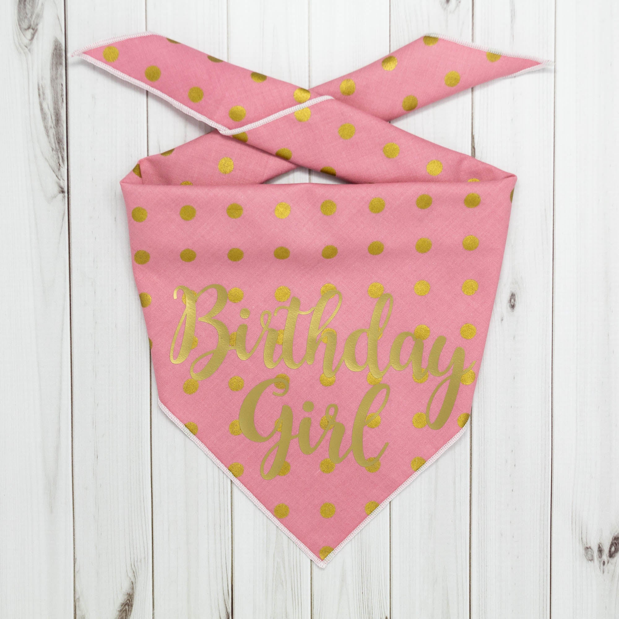 Birthday Girl Dog Birthday |  Birthday Dog Bandana | Pink Happy Birthday Bandana |  - GOLD FOIL - Southlake Paws
