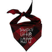 Christmas Bandana - Black & Red Plaid Flannel Dog Bandana  - SANTA'S LITTLE HELPER