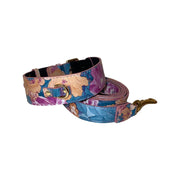 Floral Print Italian Leather Classic Collar & Leash Set