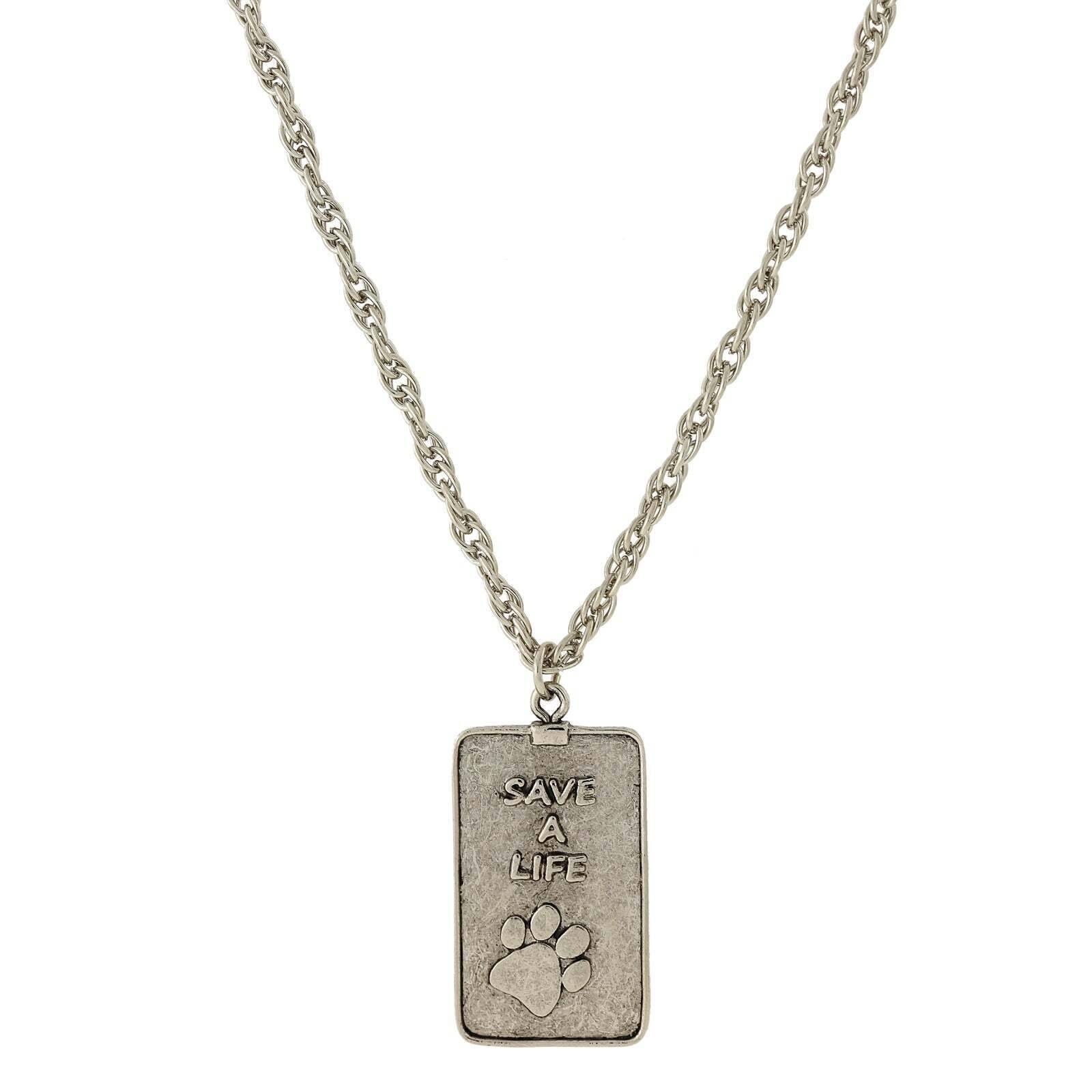 Save A Life Dog Tag Pendant Necklace 32"
