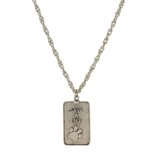 Save A Life Dog Tag Pendant Necklace 32"