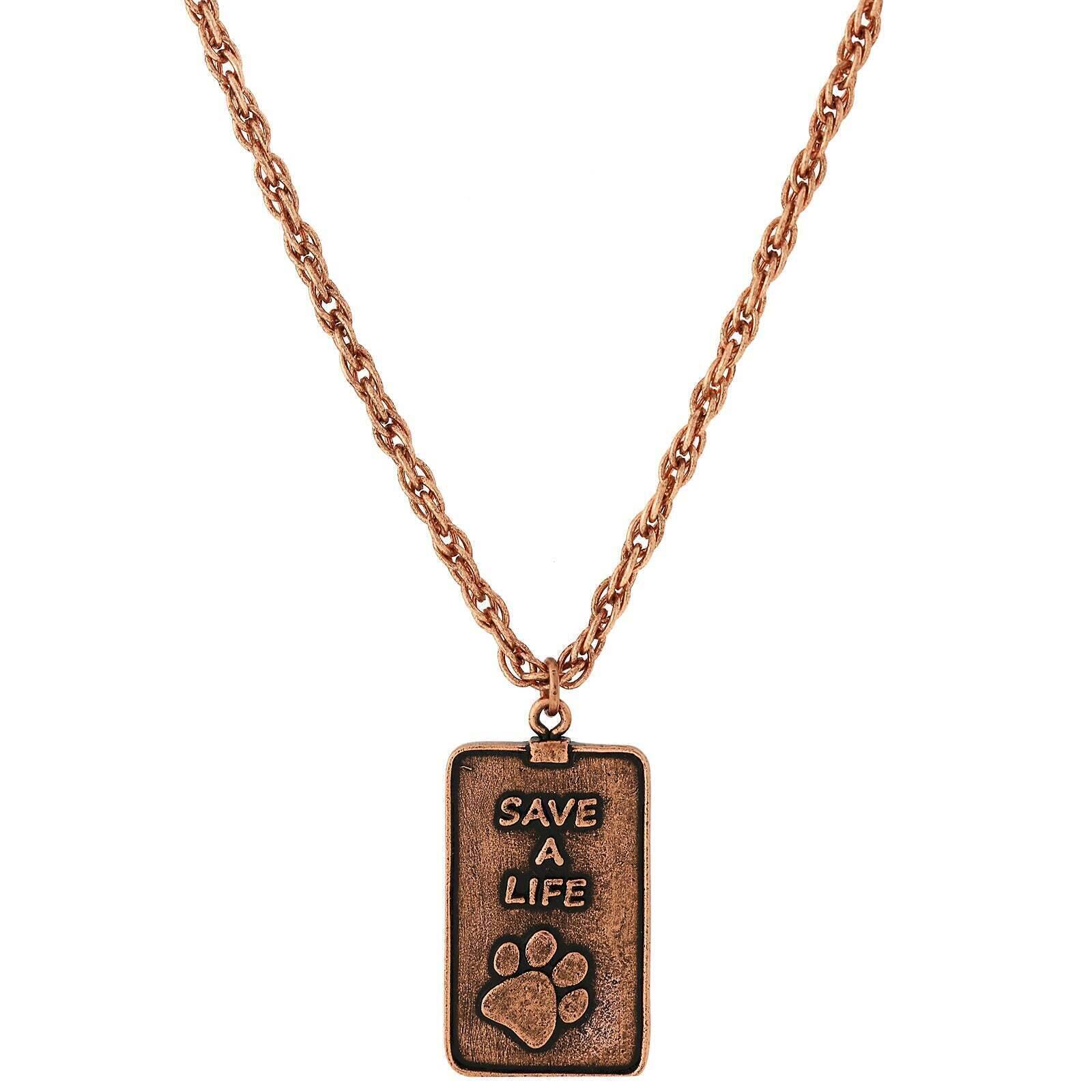 Save A Life Dog Tag Pendant Necklace 32"