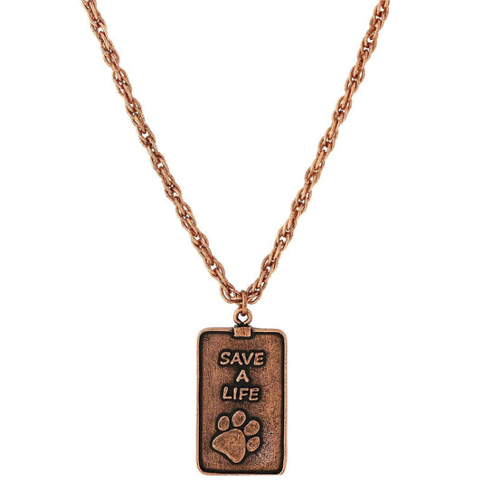 Save A Life Dog Tag Pendant Necklace 32"