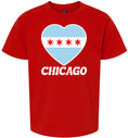 Load image into Gallery viewer, Chicago Heart Flag Children's Gildan Soft Shirt
