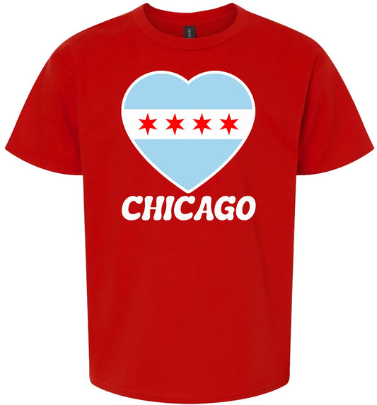 Chicago Heart Flag Children's Gildan Soft Shirt