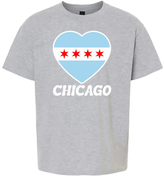 Chicago Heart Flag Children's Gildan Soft Shirt