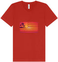 Load image into Gallery viewer, Beach American Flag Unisex V-Neck Shirt
