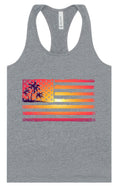 Load image into Gallery viewer, Beach American Flag Women's Racerback Tank
