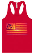 Load image into Gallery viewer, Beach American Flag Women's Racerback Tank
