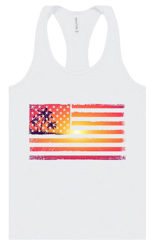 Beach American Flag Women's Racerback Tank