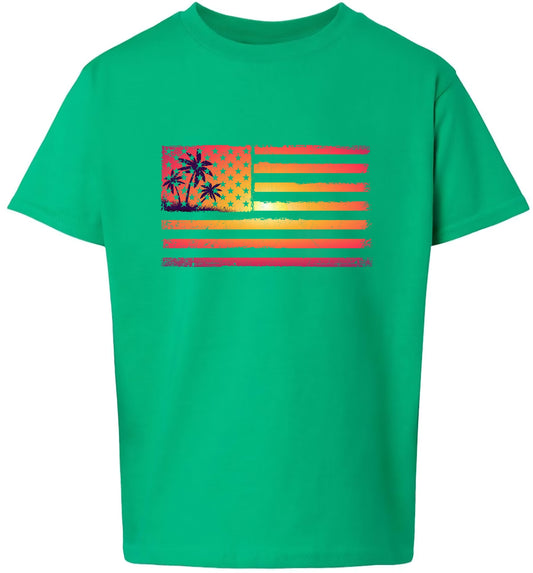 Beach American Flag Children's Gildan Soft Shirt