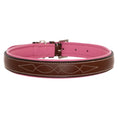 Load image into Gallery viewer, ExionPro Fancy Stitched Padded Leather Dog Collar - Pink Padding
