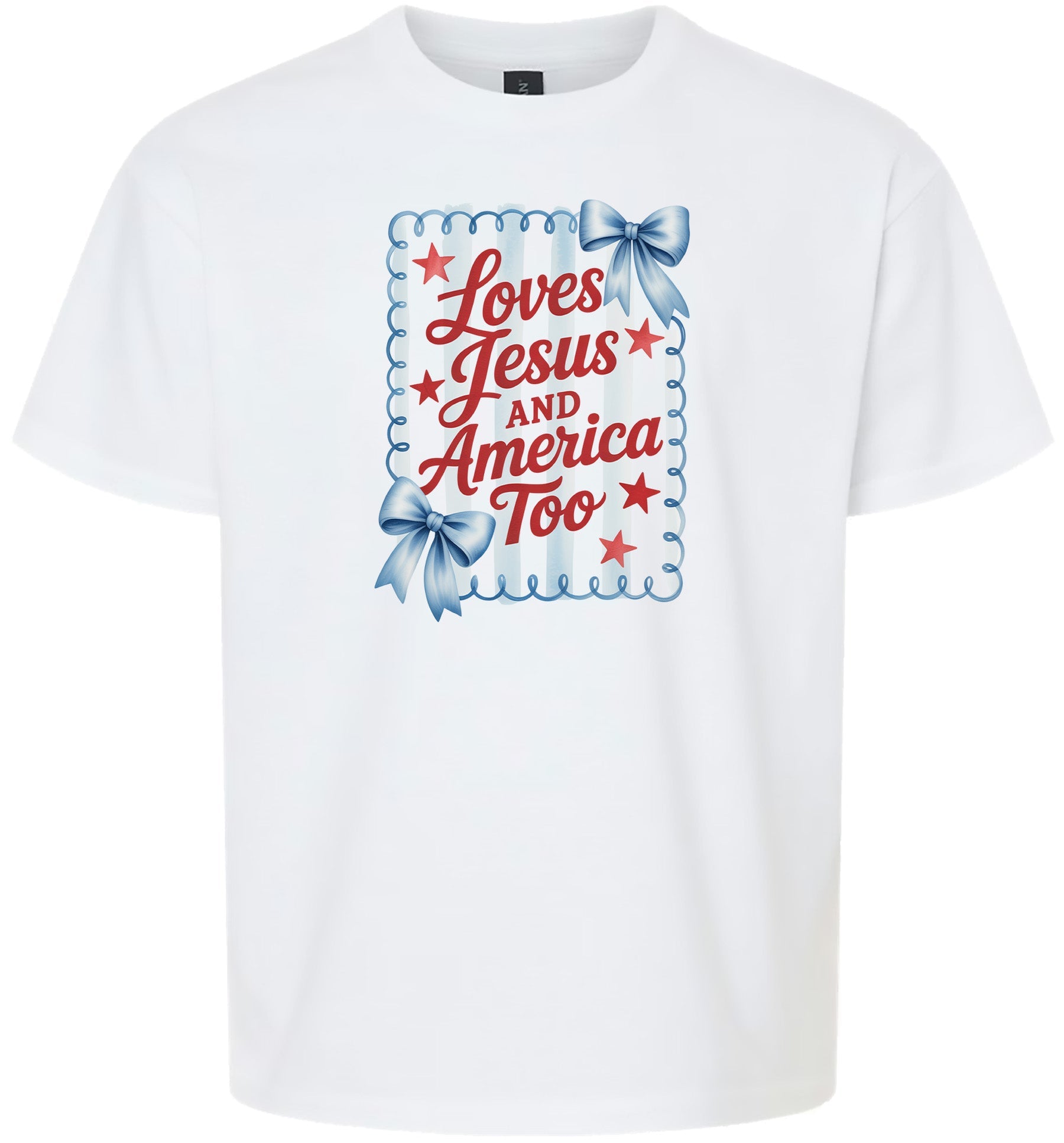 Loves Jesus and America Too Children's Gildan Soft Shirt