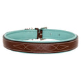 Load image into Gallery viewer, ExionPro Fancy Stitched Padded Leather Dog Collar - Sky Blue Padding

