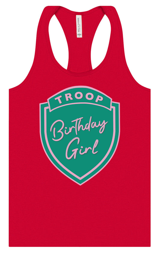 Troop Birthday Girl Women's Racerback Tank