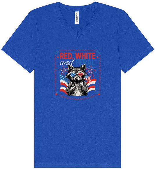 Red, White, Feral Unisex V-Neck Shirt