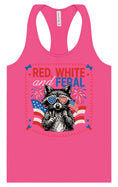 Load image into Gallery viewer, Red, White, Feral Women's Racerback Tank
