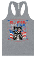 Load image into Gallery viewer, Red, White, Feral Women's Racerback Tank
