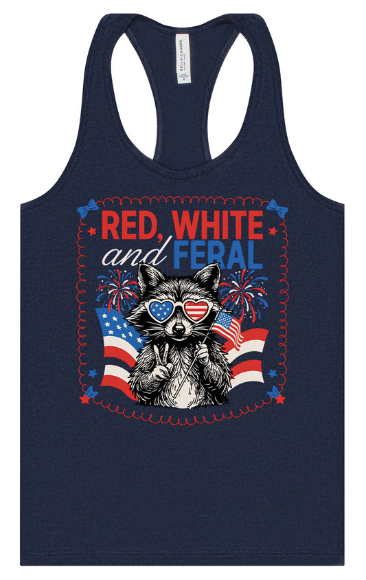 Red, White, Feral Women's Racerback Tank