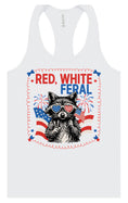 Load image into Gallery viewer, Red, White, Feral Women's Racerback Tank
