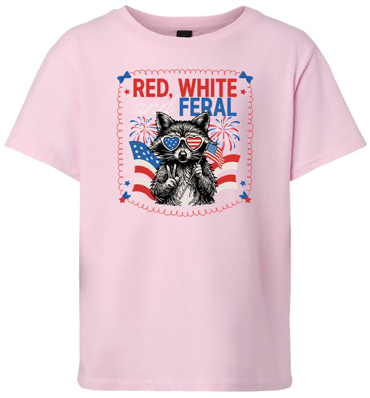 Red, White, Feral Children's Gildan Soft Shirt