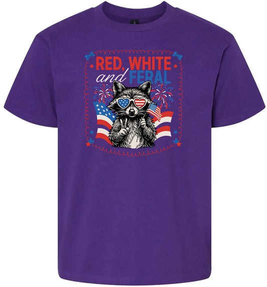 Red, White, Feral Children's Gildan Soft Shirt