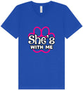Load image into Gallery viewer, Neon Paws She's With Me Unisex V-Neck Shirt
