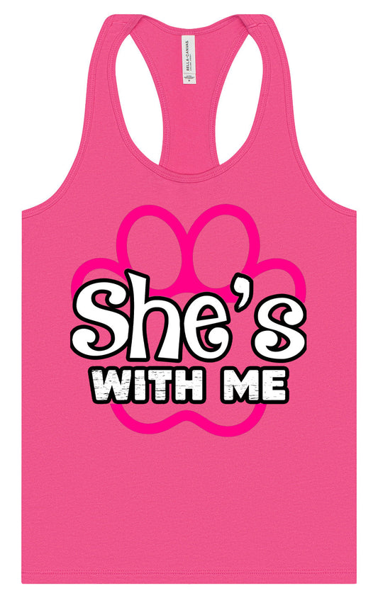 Neon Paws She's With Me Women's Racerback Tank