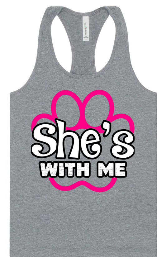 Neon Paws She's With Me Women's Racerback Tank