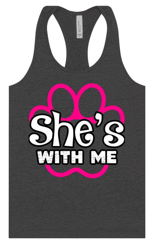 Neon Paws She's With Me Women's Racerback Tank