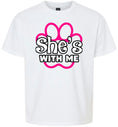 Load image into Gallery viewer, Neon Paws She's With Me Children's Gildan Soft Shirt
