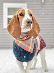 Flannel Dog Bandana, Plaid Bandana, Fall Bandana, High Quality Fabric, Rust, Grey