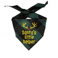 Load image into Gallery viewer, Christmas Bandana - Black & Green Plaid Flannel Dog Bandana  - SANTA'S LITTLE HELPER - Southlake Paws

