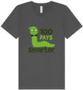 Load image into Gallery viewer, 100 Days Smarter Green Worm Unisex V-Neck Shirt
