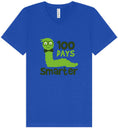 Load image into Gallery viewer, 100 Days Smarter Green Worm Unisex V-Neck Shirt

