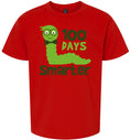 Load image into Gallery viewer, 100 Days Smarter Green Worm Children's Gildan Soft Shirt
