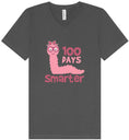 Load image into Gallery viewer, 100 Days Smarter Pink Worm Unisex V-Neck Shirt
