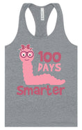 Load image into Gallery viewer, 100 Days Smarter Pink Worm Women's Racerback Tank

