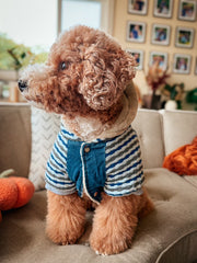 Parisian Pet 'Denim Striped' Hoodie, Blue for Dogs & Cats – Soft, Stylish Pet Apparel