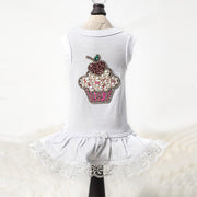 Lil Miss Cupcake Dog Dress White