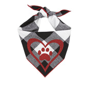 Valentines Bandana | Valentine Bandana, Black Luxe Flannel Plaid dog bandana with Red Heart
