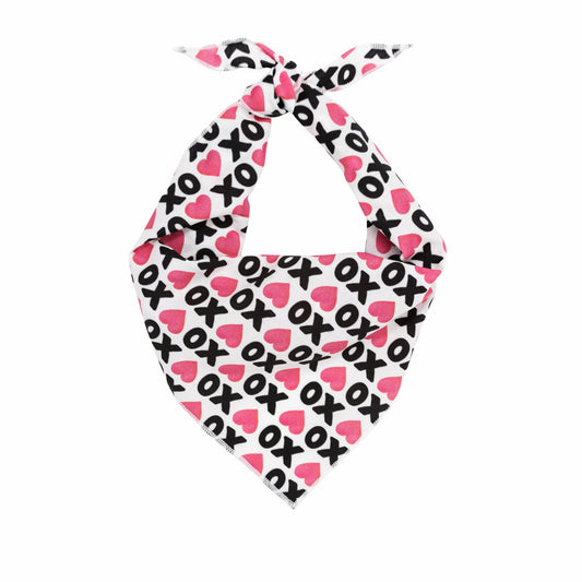 Valentine Bandana | Valentines Day Bandana | XOXO with Pink Hearts - Southlake Paws