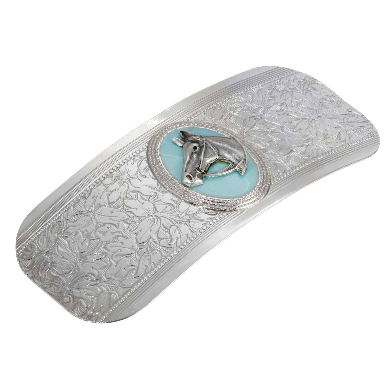 Southwest Turquoise Enamel Horse Head Floral Hair Barrette
