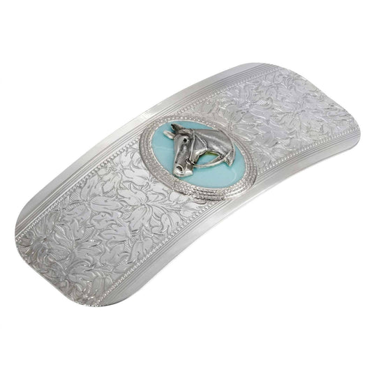 Southwest Turquoise Enamel Horse Head Floral Hair Barrette