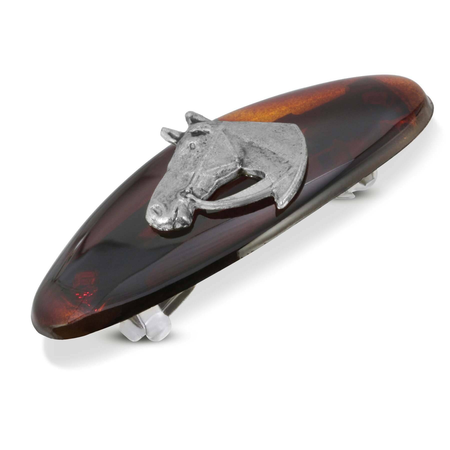 Brown Tortoise Horse Head Hair Barrette